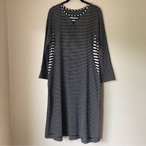 Gudrun Sjoden Midi Striped Dress, Small, 100% Organic Cotton Lagenlook Oversized